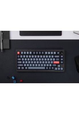 Keychron Клавіатура механічна V1 Max 84Key, Gateron Jupiter Red, WL/BT/USB-A, QMK, Hot-swap, Knob, EN/UKR, RGB, чорний