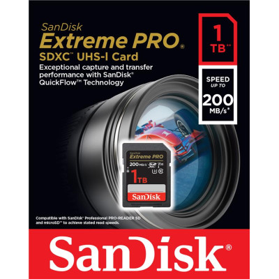 SanDisk Карта пам'яті SD 1TB C10 UHS-I U3 R200/W140MB/s Extreme Pro V30