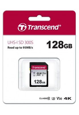 Transcend SDXC/SDHC 300S[Карта пам'яті SD 128GB C10 UHS-I R100/W40MB/s]