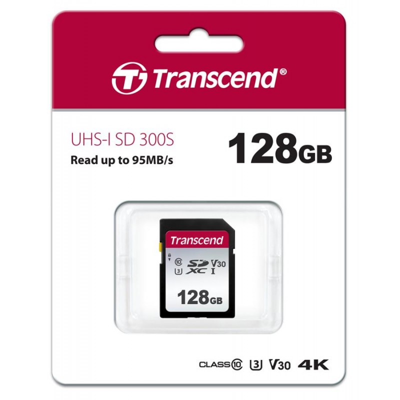 Transcend SDXC/SDHC 300S[Карта пам'яті SD 128GB C10 UHS-I R100/W40MB/s]