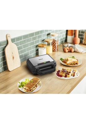 Tefal Мультимейкер UltraCompact 3in1 700Вт, тефлон, 3 пластини, корпус-метал, чорно-сірий