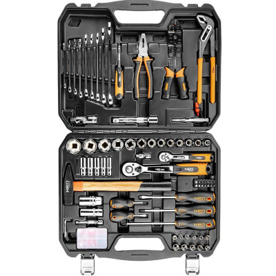 Neo Tools Набір інструментів, 100од., 1/4, 1/2, CrV, кейс Neo Tools Набір інструментів, 100од., 1/4, 1/2, CrV, кейс