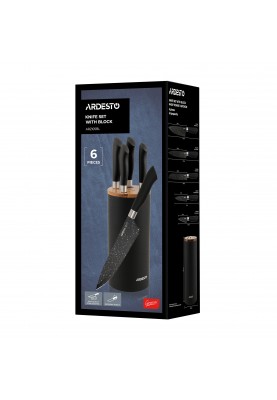 ARDESTO Набір ножів із блоком Gemini, 6 предметів, нержавіюча сталь, пластик, чорний