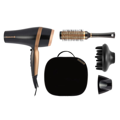 Remington Фен Salon Smooth, 2100Вт, 3 режими, дифузор, гребінець, кейс, іоніз-я, хол. обдув, , чорний