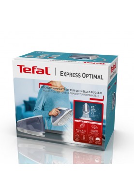 Tefal Праска-парогенератор Optimal, 2200Вт, 1200мл, паровий удар -190гр, постійна пара - 110гр, керам. підошва, біло-синій