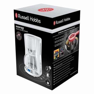 Russell Hobbs Кавоварка Russell Hobbs крапельна Inspire 1,25л, мелена, 10 чашок, таймер вимкнення, білий
