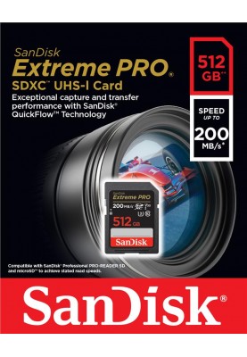 SanDisk Карта пам'яті SD 512GB C10 UHS-I U3 R200/W140MB/s Extreme Pro V30