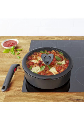 Tefal Набір скляних кришок Ingenio, 16см, 18см, 20см, скло, пластик, чорний