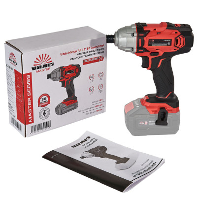 Vitals Гвинтоверт ударний акумуляторний Master AS 18180 SmartLine+ 18В 180Нм 2800об/хв HEX1/4" 1.2кг без АКБ та ЗП Vitals Гвинтоверт ударний акумуляторний Master AS 18180 SmartLine+ 18В 180Нм 2800об/хв HEX1/4" 1.2кг без АКБ та ЗП
