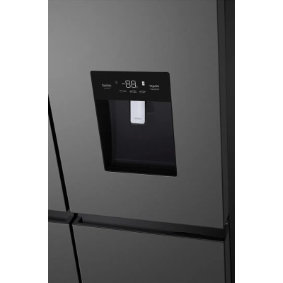 TCL Холодильник SBS, 185х84х68, холод.відд.-297л, мороз.відд.-169л, 4 дв., A++, NF, інв., диспл зовн., диспенсер., нерж