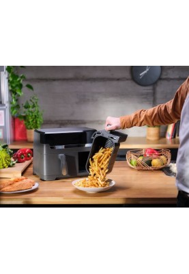 Tefal Мультипіч Dual EasyFry&Grill AirFryer, 2700Вт, чаша-5.2+3.1л, сенсорне керув., 2 чаши, гриль, пластик, чорний