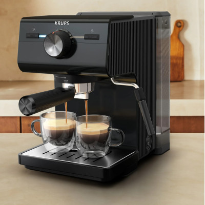 Krups Кофеварка ріжкова Authentic C50 2л, мелена, ручний капучинатор, 15 бар, чорний