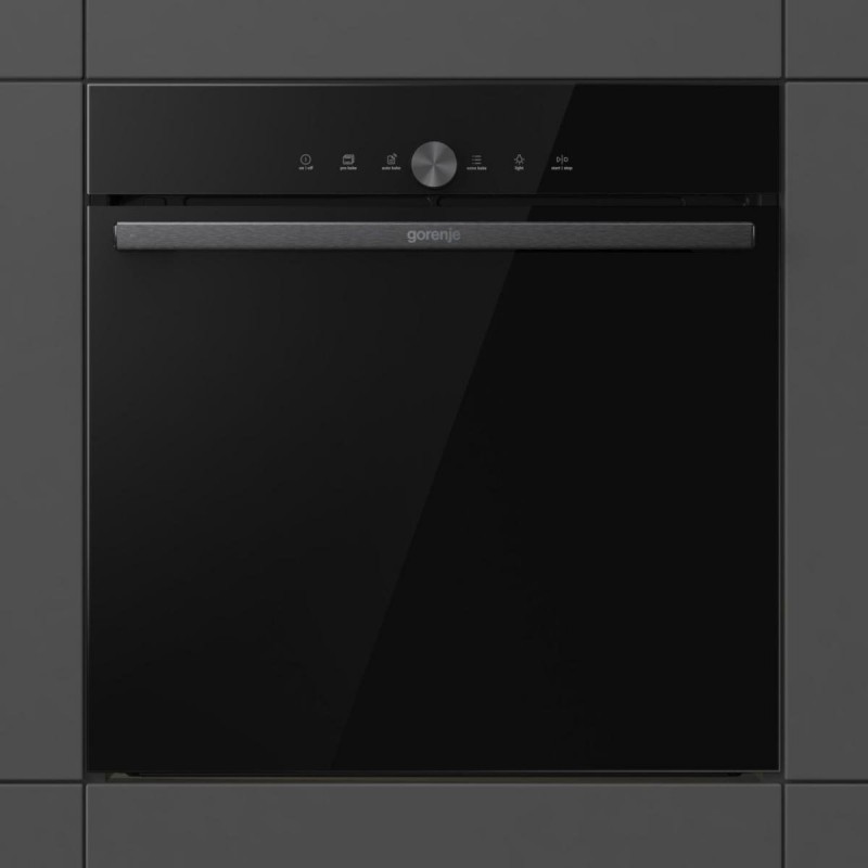 Gorenje Духова шафа електрична, 77л, A+, пара, дисплей, IconTouch, чорний