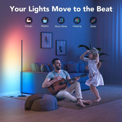 Govee Торшер розумний H6076, 1000Lm, RGBICW, WI-FI/Bluetooth, чорний