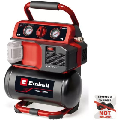 Einhell Компресор повітряний TE-AC 18/75 Li OF - Solo, акумуляторний 18В PXC, 8бар, 75л/хв, бак 5л, 7.76кг, (без АКБ та ЗП)