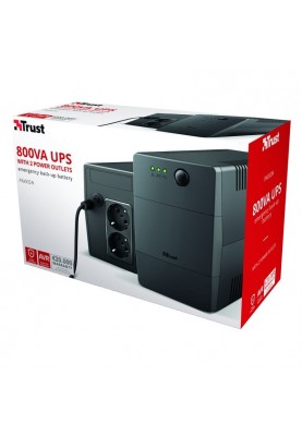 Trust Джерело безперебійного живлення Maxxon 800VA UPS with 2 standard wall power outlets BLACK