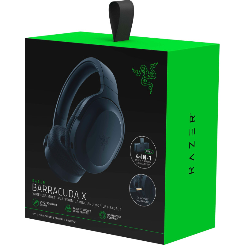 Razer Гарнітура ігрова Barracuda X, 7.1, mini-jack/USB-A/BT/WL, 1.5м, чорний
