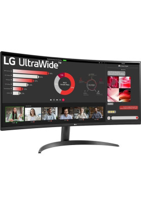 LG Монітор 34" 34WR50QC-B 2xHDMI, DP, Audio, VA, 3440x1440, 21:9, 100Hz, sRGB 99%, CURVED, FreeSync, HDR10