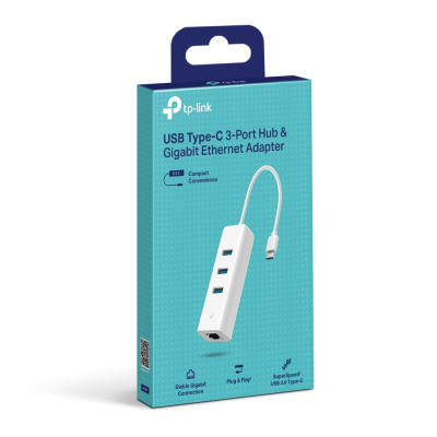 TP-Link Мережевий адаптер UE330С 1xGE, 3xUSB3.0, USB-С