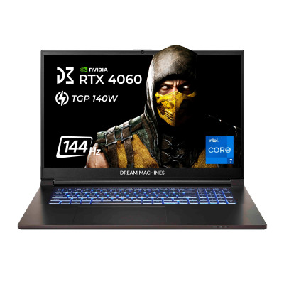 Dream Machines Ноутбук RG4060-17 17.3FHD IPS, Intel i7-14700HX, 32GB, F1TB, NVD4060-8, DOS, чорний