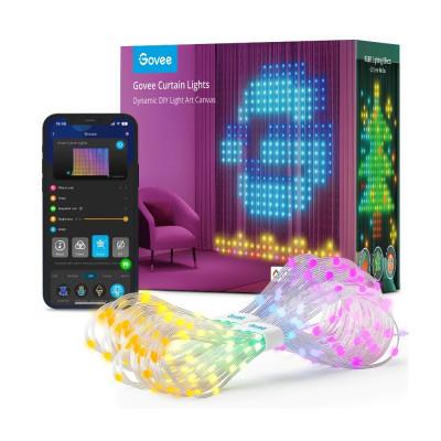 Govee Гірлянда Smart LED H70B1 Curtain Light RGB, 520 LEDs, RGBIC, IP65/IP44, 10м, кабель прозорий