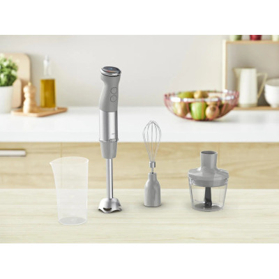 Tefal Блендер заглибний Quickchef+ 1000Вт, 3в1, чаша-800мл, чопер-500мл, турборежим, сріблясто-сірий