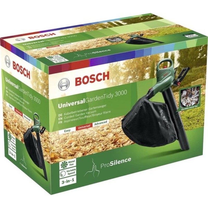 Bosch Повітродувка-пилосос UniversalGardenTidy 3000, 3000Вт, 576 м3/г, 50л, 3.4кг