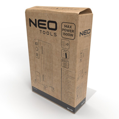 Neo Tools Обігрівач оливний, 20м2, 1500Вт, хутро. упр-ня, 7 секцій, білий