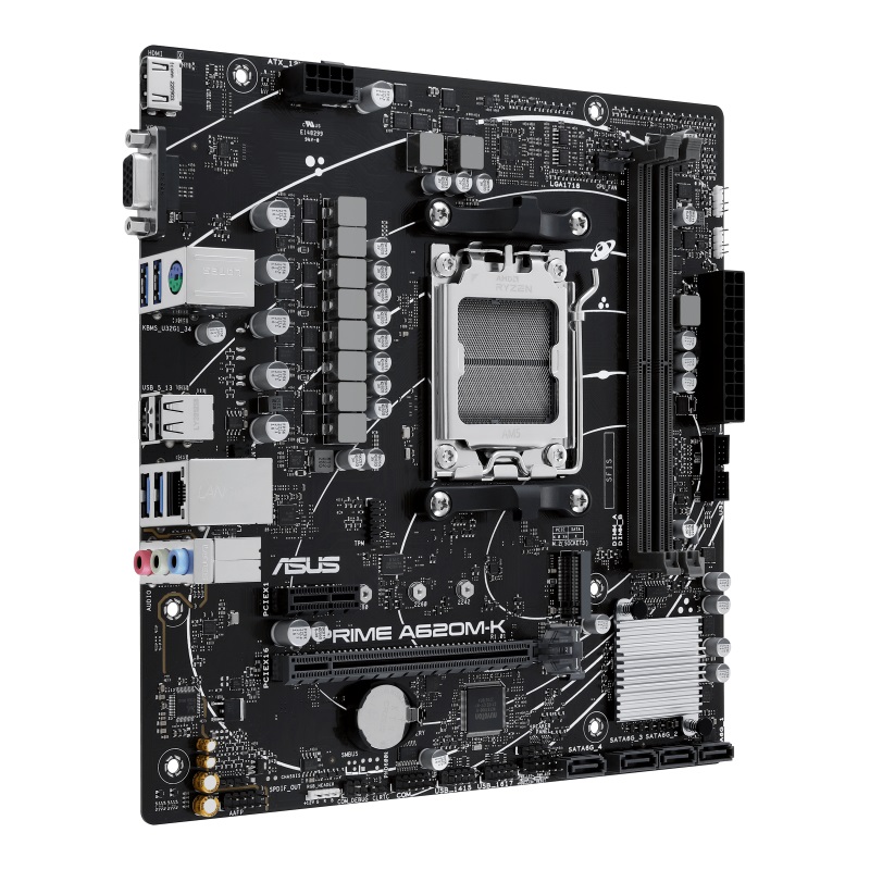 ASUS Материнcька плата PRIME A620M-K sAM5 A620 2xDDR5 HDMI D-Sub mATX