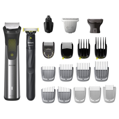 Philips Тример Series 9000, акум., насадок-20, OneBlade в компл., сталь, сірий