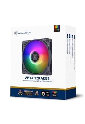 SilverStone Корпусний вентилятор Vista VS120B-ARGB, 120мм, 2000rpm, 4pinPWM, 3pin +5VARGB, 30.6dBa, чорний