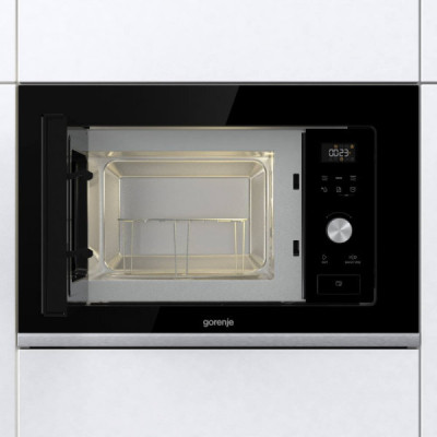 Gorenje Мікрохвильова піч вбудовувана, 20л, електр. управл., 800Вт, гриль, дисплей, чорний