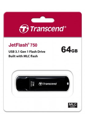 Transcend Накопичувач 64GB USB 3.1 Type-A JetFlash 750 Чорний