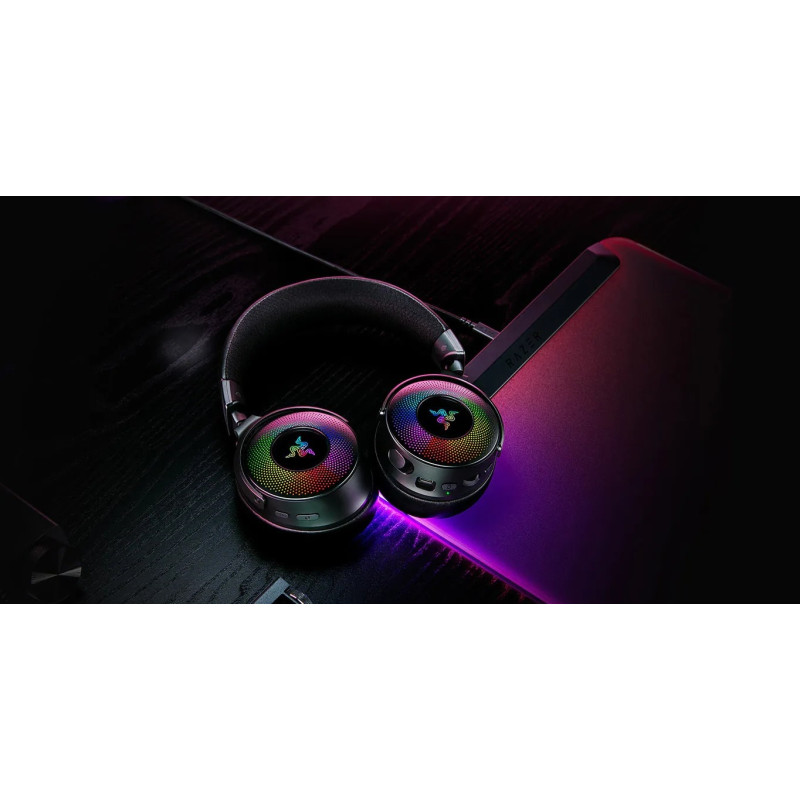 Razer Гарнітура ігрова Kraken V4 Pro, mini-jack/USB-A/BT/WL, RGB, чорний