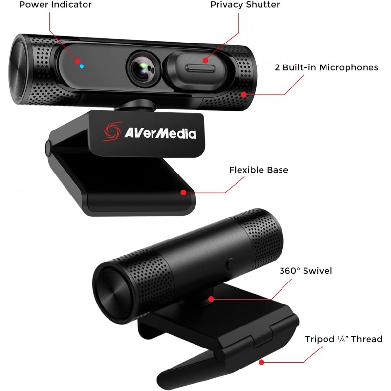 AVerMedia Веб-камера Live Streamer CAM PW315 Full HD Black