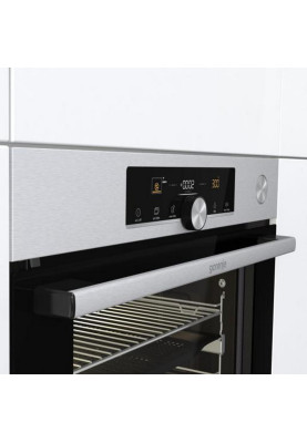 Gorenje Духова шафа електрична, 77л, A+, TouchFree, пара, дисплей, Wi-Fi керування, піроліз, готув. на різн рівнях, нерж