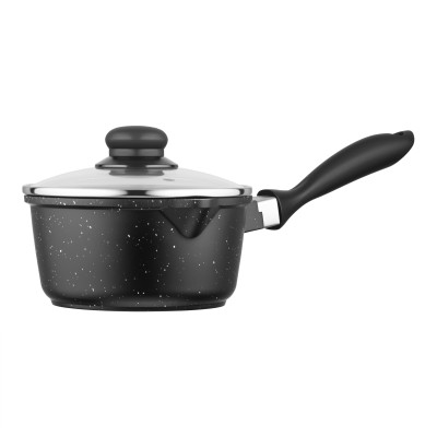 ARDESTO Ківш зі скляною кришкою Gemini Anzio, 1.2л, алюміній, чорний