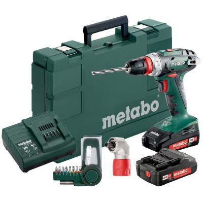Metabo BS18Quick акумуляторний, 18V 2x2Ah, з / у, кофр, кут.насадка, набір SP (9 шт)