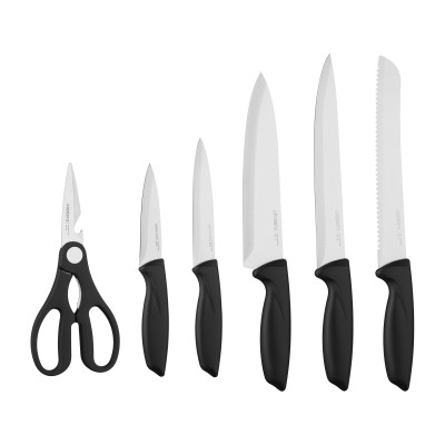 ARDESTO Набір ножів з блоком Gemini, 7 предметів, нержавіюча сталь, пластик, чорний