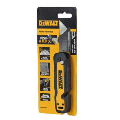 DeWALT Ніж будівельний трапецієподібний складний DeWALT, з фіксованим лезом, корпус пластик, 82мм DeWALT Ніж будівельний трапецієподібний складний DeWALT, з фіксованим лезом, корпус пластик, 82мм