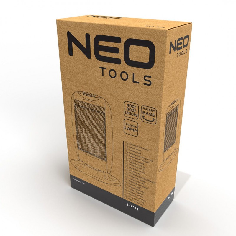 Neo Tools Обігрівач інфрачервоний, 1200Вт, галогенний нагрів. елемент, функція осциляції, сірий