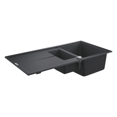 Grohe Мийка кухонна K400, граніт, прямокут., з крилом, 1000x500x205мм, чаша - 2, врізна, чорний граніт