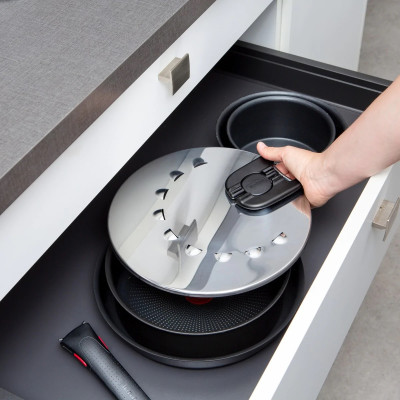 Tefal Кришка із захистом від розбризкування Ingenio, 20-28см, нержавіюча сталь, пластик Tefal Кришка із захистом від розбризкування Ingenio, 20-28см, нержавіюча сталь, пластик