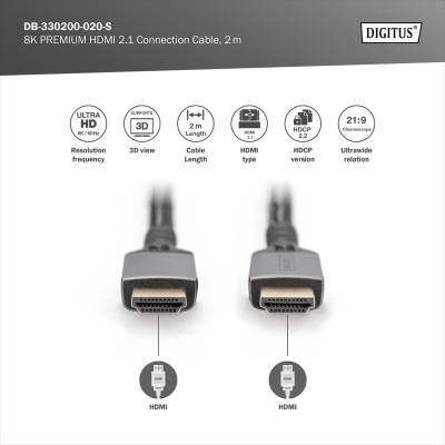 Digitus Кабель DIGITUS HDMI (M/M), 8K, Ultra High speed/Ethernet, 3м, чорний Digitus Кабель DIGITUS HDMI (M/M), 8K, Ultra High speed/Ethernet, 3м, чорний