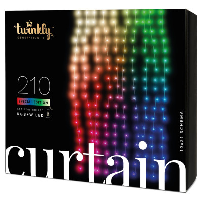 Twinkly Smart LED Гірлянда Twinkly Curtain RGBW 210, Gen II, IP44, 1.45м*2.1м, кабель прозорий