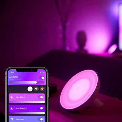 Philips Hue Настільний світильник розумний Bloom, 2000K-6500K, RGB, ZigBee, Bluetooth, димування, чорний