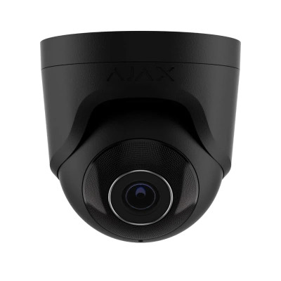 Ajax IP-Камера дротова TurretCam, 5мп, 4мм, Poe, True WDR, IP 65, ІЧ 35м, аудіо, кут огляду 75°до 85°, купольна, чорна