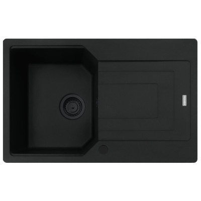 Franke Мийка кухонная Urban, фраграніт, прямокутник, з крилом, 780х500х220мм, чаша - 1, врізна, оборотна, UBG 611-78, чорний матовий