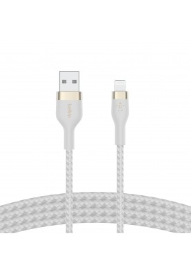 Belkin Кабель USB-A - Lightning плетений, силіконовий, з ремінцем на магніті, 1м, білий