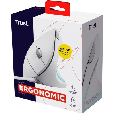 Trust Миша Verto Ergonomic, USB-A, Білий